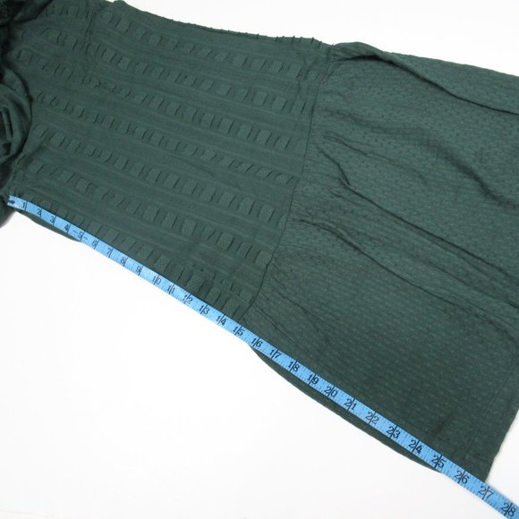 By Anthropologie Embroidered Flounce Jumpsuit Green Blue Sage XS - Picture 7 of 10